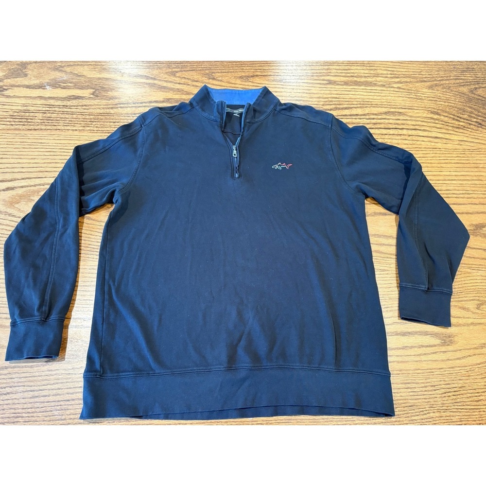 Greg Norman Mens Black 1/4 Zip Pullover Cotton Golf Sweater Size Large